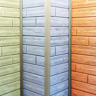 green, blue, and orange siding
