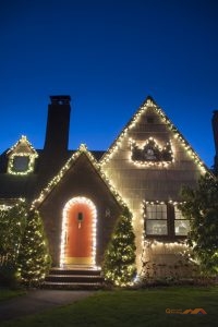 House with Xmas Lights at Night